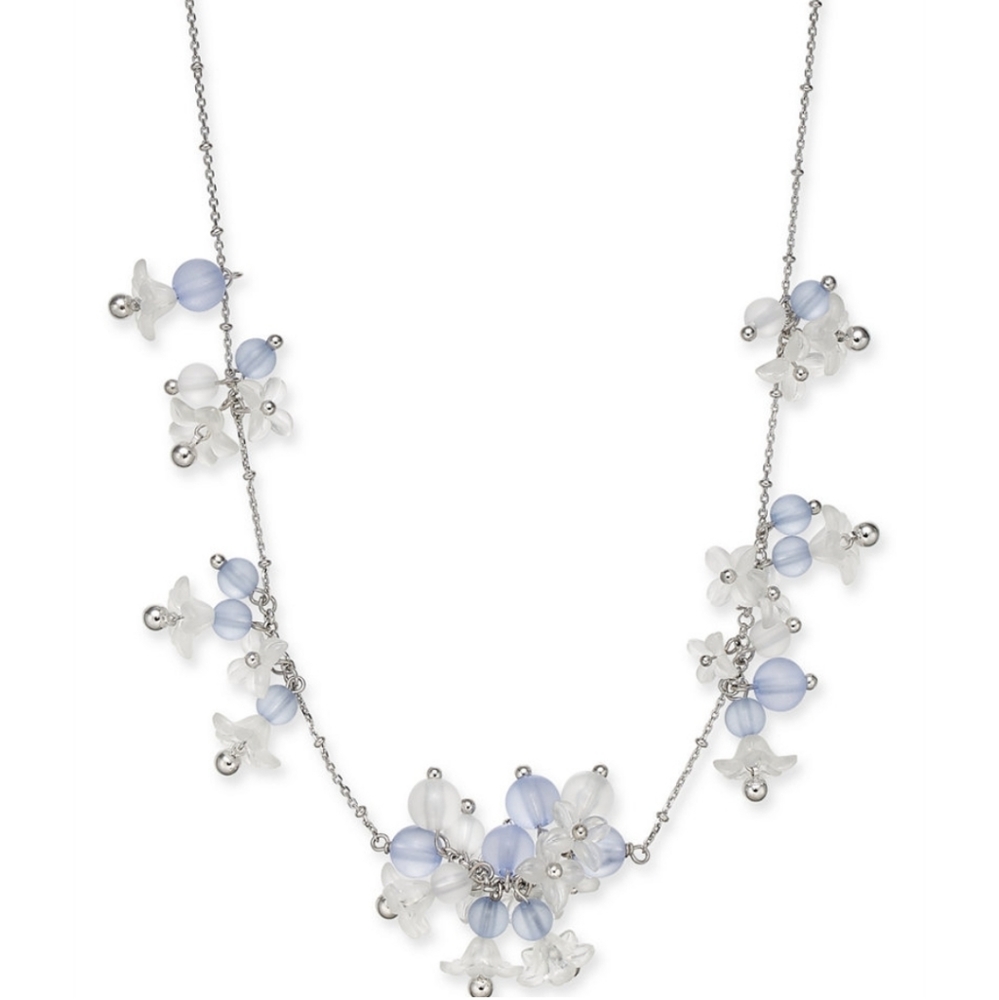 NWT Kate Spade Silver-Tone Bead & Flower Statement Necklace